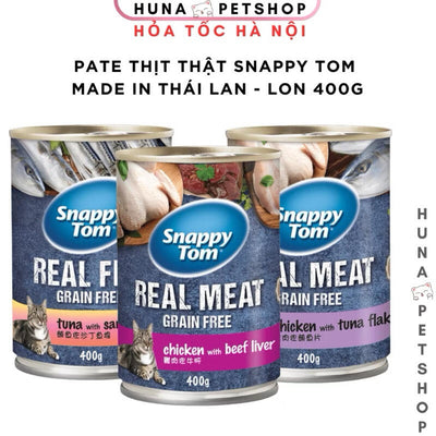 Pate Snappy Tom Lon 400g Real Fish & Real Meat - Thức Ăn Cho Mèo Snappy Tom 400g - Huna