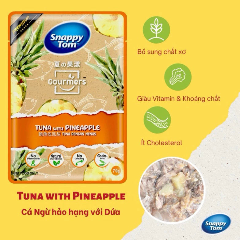 [Thùng 24 Gói] Pate Snappy Tom TRÁI CÂY Pate Cho Mèo Gói 70g - Huna