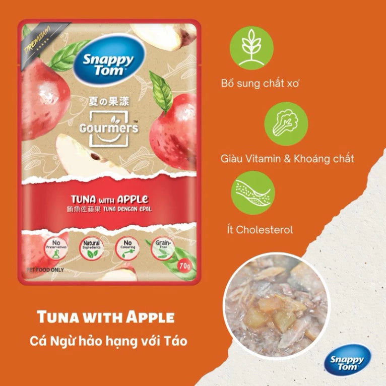 [Thùng 24 Gói] Pate Snappy Tom TRÁI CÂY Pate Cho Mèo Gói 70g - Huna