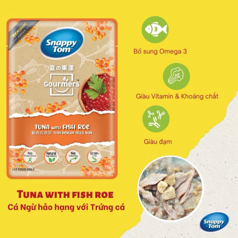 [Thùng 24 Gói] Pate Snappy Tom TRÁI CÂY Pate Cho Mèo Gói 70g - Huna