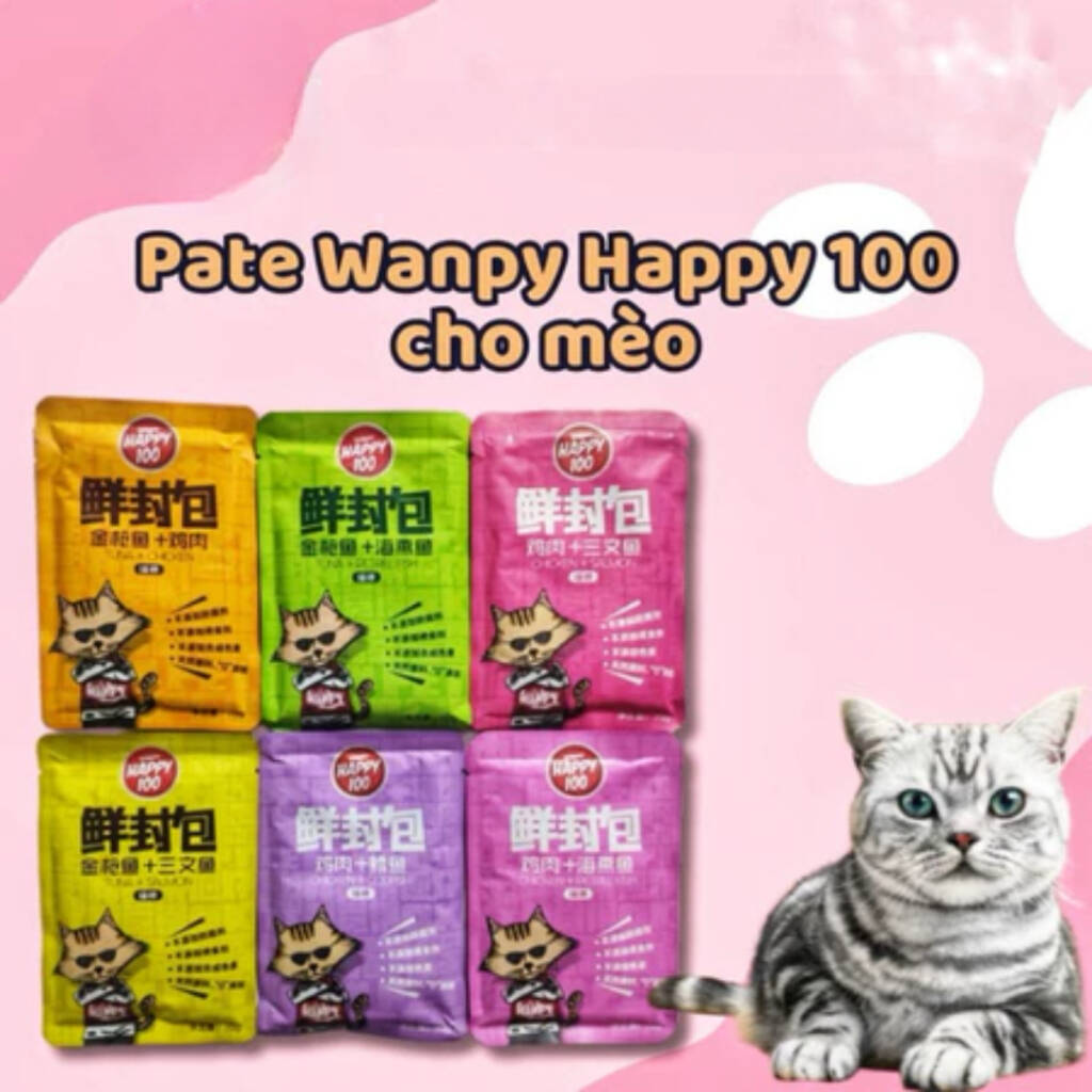 Pate wanpy HAPPY 100 cho mèo gói 70g - Huna