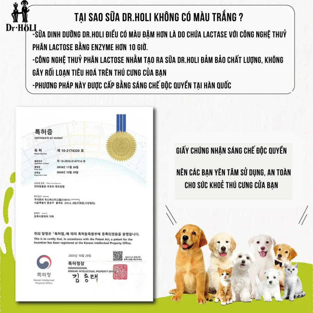 Sữa DR HOLI Pet Milk Vị Caramen – Sữa Tươi Dinh Dưỡng Cho Chó Mọi Độ Tuổi – Hương Thơm Dễ Uống – Không Gây Tiêu Chảy – N