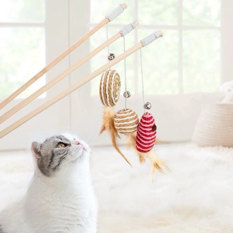 Cần Câu Gỗ Cho Mèo Cần Câu Mèo Đồ Chơi Vui Nhộn - Huna