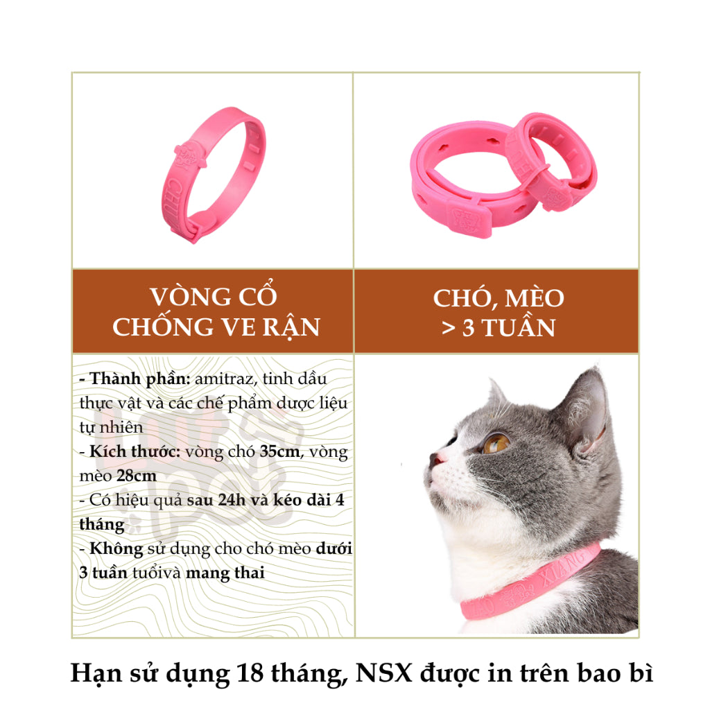 Vòng Cổ Chống Ve Rận Bọ Chét Cho Chó Mèo - Hiệu Quả 4 Tháng, Loại Bỏ Ký Sinh Trùng, Thoải Mái Khi Sử Dụng - Huna