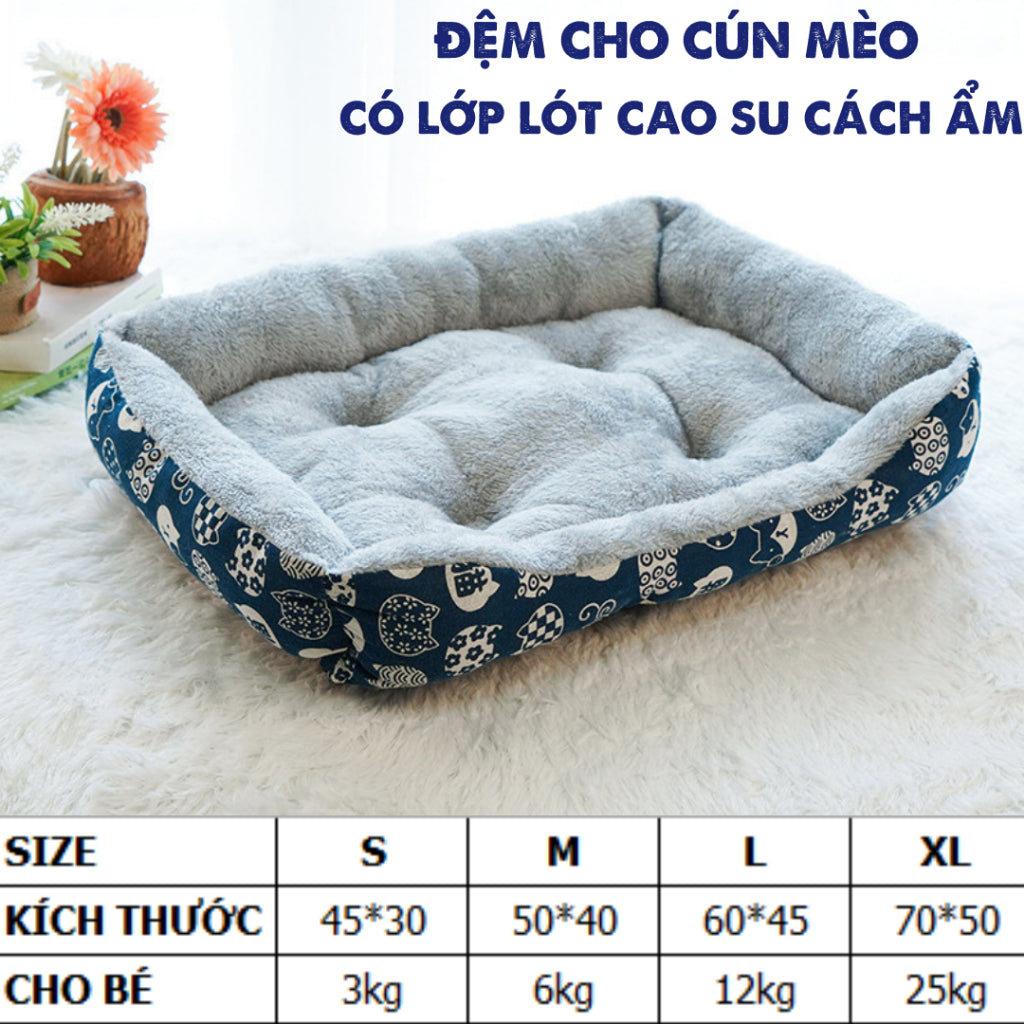 Đệm Đông Cho Chó Mèo Chống Thấm Mềm Mại Dễ Giặt – Huna