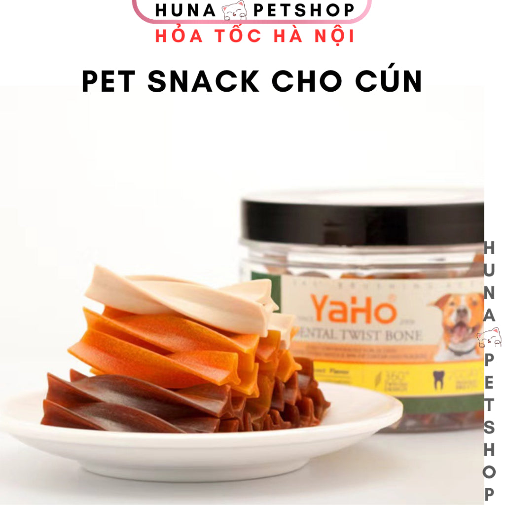 Xương Gặm Yaho, Bánh thưởng, Pet snack Chắc Khoẻ Sạch Răng Cho Chó - Hộp 165g - Huna