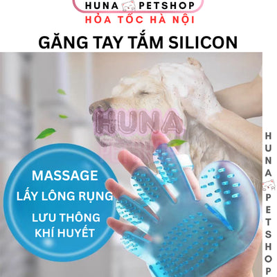 Găng tay tắm chó mèo hạt rẻ rẻ rẻ - Huna