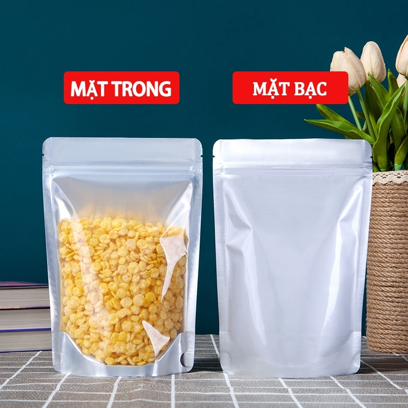 Túi zip 1 mặt trong 1 mặt bạc 22 x 32 cm - Đựng 1kg hạt chó mèo