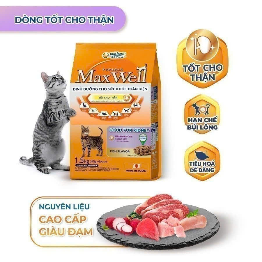 Hạt mèo tốt cho thận Maxwell Vị Cá – Max Well Hỗ Trợ Tiết niệu, Chức Năng Thận  – Huna