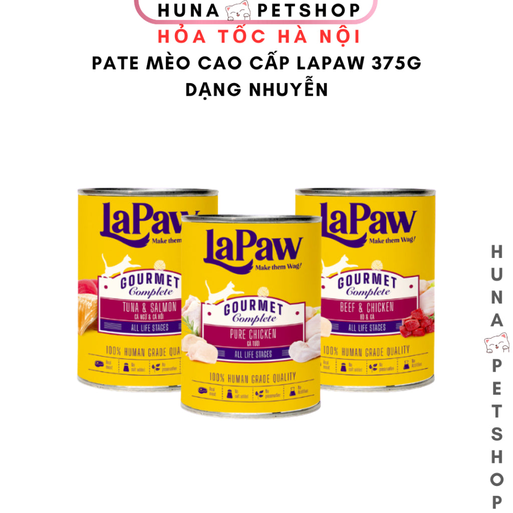 LaPaw Gourmet Pate – Thức Ăn Hoàn Chỉnh Cho Mèo Mọi Lứa Tuổi – Dạng Thạch Ngon Miệng – 375g – huna