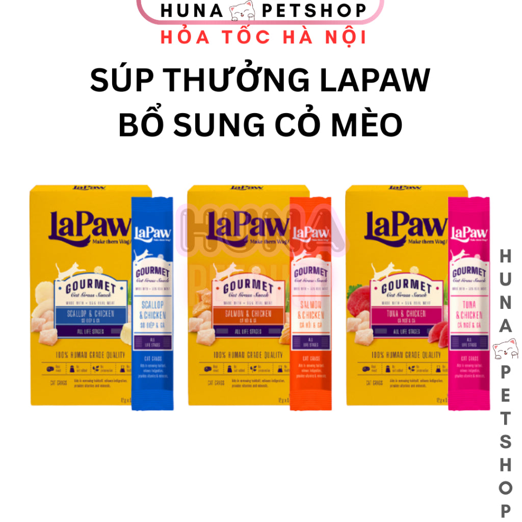 laPaw Gourmet Súp thường bổ sung cỏ mèo cho mèo mọi lứa tuổi