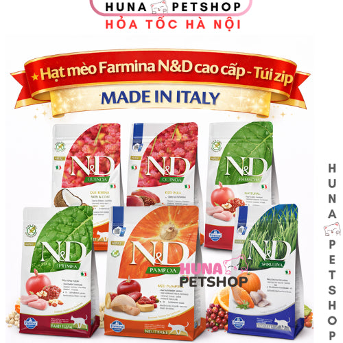 Hạt mèo Farmina N&D cao cấp cho mèo nhiều vị, Hạt N&D không độn ngũ cốc - Huna