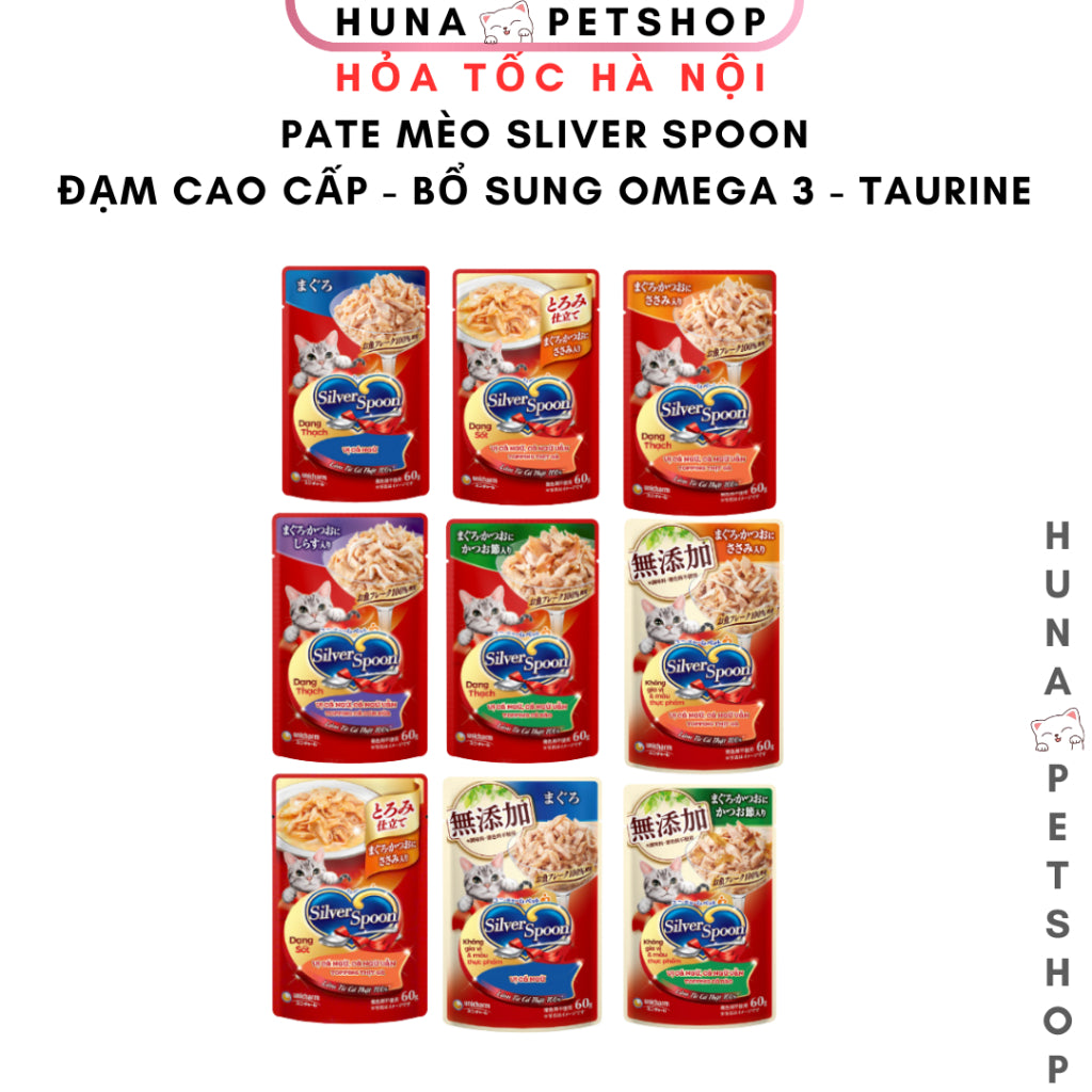 Pate Cho Mèo Silver Spoon 60gram - Cho Mèo Silver Spoon - Sốt Mèo Gói Dạng Sốt, Thạch