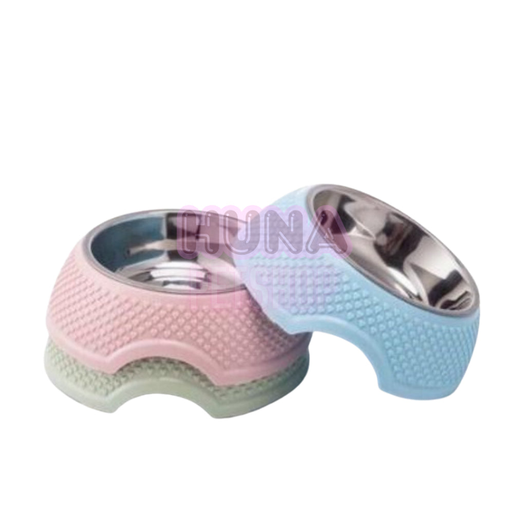 Bát ăn đơn vân trái tim lõi inox cho thú cưng bát ăn cho mèo bằng nhựa cao cấp nhiều màu - Huna