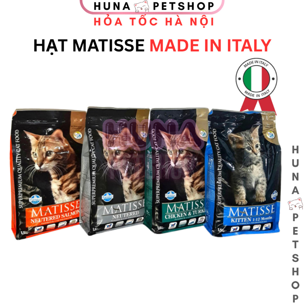 Thức Ăn Hạt Cho Mèo Matisse – Hạt Cao Cấp Cung Cấp Dinh Dưỡng, Mượt Lông & Ngừa Sỏi Tiết Niệu – Huna