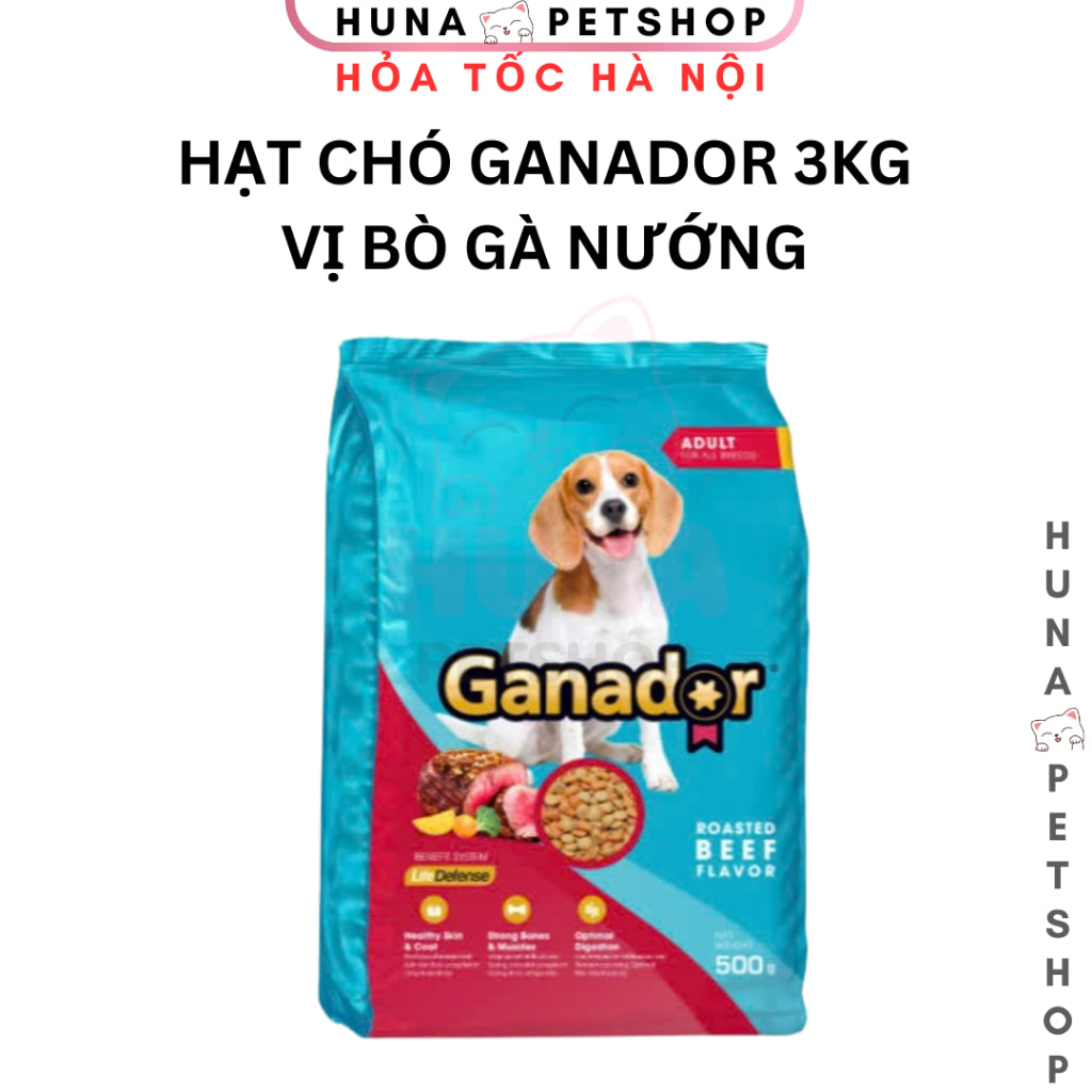 Hạt Ganador Cho Chó Trưởng Thành 3kg – Vị Bò Nướng & Gà Nướng  – huna