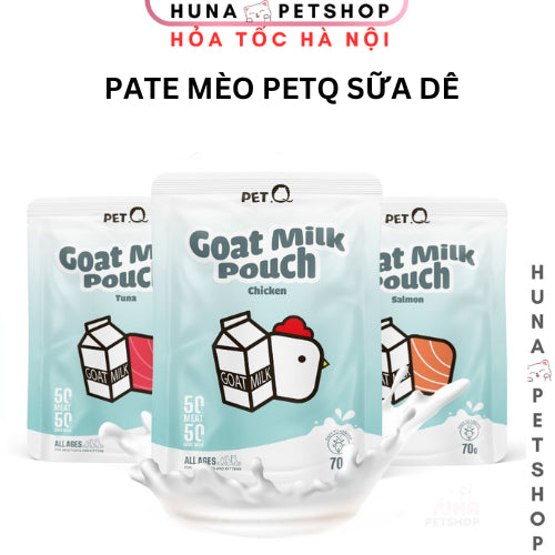 Pate Sữa Dê Cho Mèo PetQ 70g - Dễ Hấp Thu - Bổ Sung Nước - Nhiều Vị - Huna