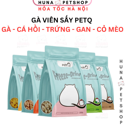 GÀ SẤY ĐÔNG KHÔ PETQ - 100% Thịt Tươi - Dinh Dưỡng Cao - Cho Chó Mèo - Huna