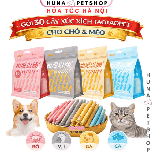 Gói 30 cây Xúc Xích TaoTaoPet Cao Cấp Cho Chó Mèo – Thưởng Thức Ngon Miệng, Dinh Dưỡng Đầy Đủ