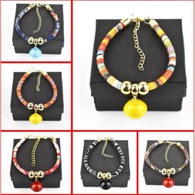Vòng cổ cho chó mèo - Vòng thổ cẩm cho mèo chó có chuông màu cao cấp - Huna