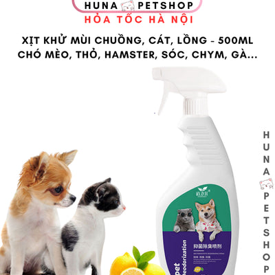 Xịt khử mùi chanh cho thú cưng 500ml - khử mùi, kháng khuẩn hiệu quả, phù hợp chuồng thú cưng, không gây kích ứng - Huna