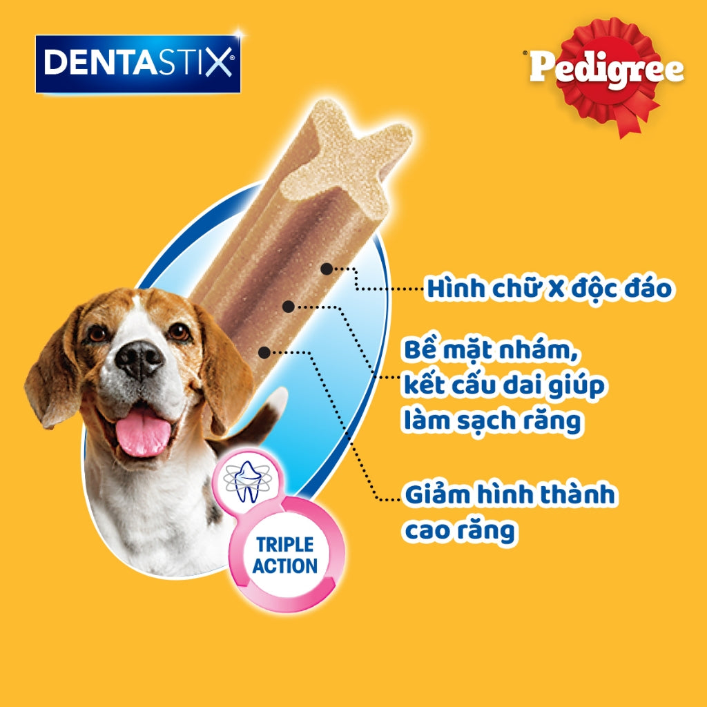 Xương Gặm Chăm Sóc Răng Miệng Cho Chó mọi lứa tuổi PEDIGREE Dentastix - Hương vị thịt gà xông khói